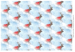 CHRISTMAS REINDEER IN THE SNOW: A4 Background/Backing Paper With Horizontal Orientation