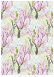 MAGNOLIA: A4 Pink Floral Background/Backing Paper with Commercial Use