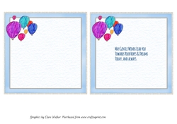 HOT AIR BALLOONS: 2 Hot Air ballooning Inserts, 1 Blank, 1 with Verse