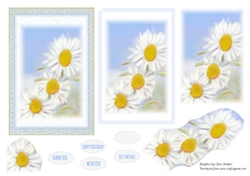 DAISY: Floral 4 x6 Card Front With 4 Layers of Decoupage &Commercial Use
