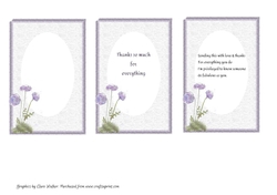 3 PURPLE FLORAL INSERTS: 1 Blank, 2 With Thankyou/Appreciative Verse