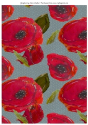 POPPIES & POLKA DOTS: A4 Multi-Directional Background/Backing Paper With Commercial Use