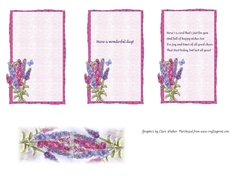 3 PINK & PURPLE FLORAL INSERTS WITH BUTTERFLY: 1 Blank, 2 With Verse, Plus Bonus Gift Tag & Commercial Use