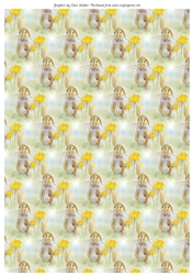 HAPPY BUNNY RABBIT BACKGROUND: A4 Backing Paper/Craft Sheet, With Commercial Use.