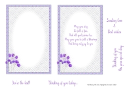 VERBENA: 2 Purple Floral Inserts (1 Blank, 1 With Verse) & 4 Bonus Verses