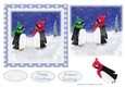 CUTE PENGUINS CHRISTMAS CARD: 6 by 6 Quick Card With Easy Decoupage & 3 Sentiment Tags