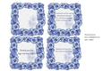 4 BLUE FLORAL GENTIAN MINI-INSERTS: 1 Blank, 3 With Verse