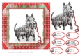 SCOTTIE DOG CHRISTMAS CARD: 7x7 Quick Card With Easy Decoupage, 6 Tags and Commercial Use