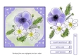 PURPLE AND WHITE ANEMONES: 6 x 6 Floral Topper With Decoupage, Faux Die Cut Decoration and 4 Tags