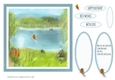LAKE SCENE WITH KAYAK: 7x7 Quick Card With Mini Blank and Verse Toppers, Small Decoupage and 4 Sentiment Tags