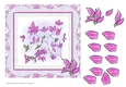 BOUGAINVILLEA FLOWERS: 7x7 Pink Floral Card Front with Decoupage and 10 Petal-Shaped Tags