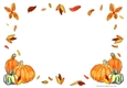 A4 COSY PUMPKIN AND FALLING LEAF HORIZONTAL BORDER/BACKGROUND: For Halloween, Autumn, Fall and Thanksgiving Projects