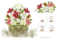 CHRISTMAS FLORAL VASE BOUQUET: Shaped Card Front With Decoupage and 4 Tags/Mini Inserts