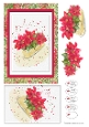 POINSETTIAS: 5x7 Christmas Floral Watercolour Card Front, With 3 Layers of Decoupage and 5 Tags
