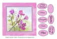 SWEET PEAS-Birthday Floral Birthday Card Topper 7x7 with 8 Sentiment Tags & Commercial Use