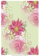 PINK FLORAL ROSE & HELLEBORE BACKGROUND/BACKING PAPER: A4, With Commercial Use