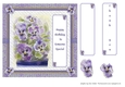PURPLE PANSIES: 7x7 Floral Quick Card With Easy Decoupage, 2 Sentiment Tags & Commercial Use