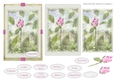 PINK ROSEBUD: 4x6 Birthday/Female Occasion Card With Decoupage, 11 Sentiment tags & Commercial Use
