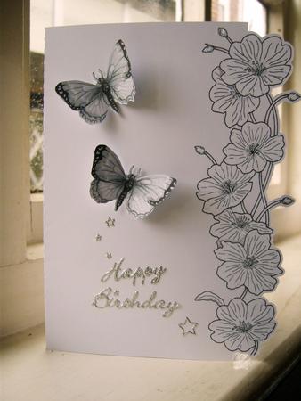SCANNCUT OPTIMISED Line Art (border Edge) Card 1 with Butterflies