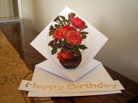 Spring Card Vase Of Roses