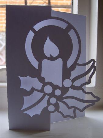Christmas Candle With Holly Over The Edge Card