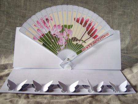 Cyclamen Fan Card With Butterflies