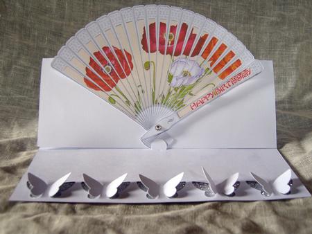 Poppies Fan Card With Butterflies