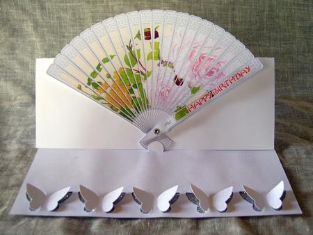 Rose Fan Card With Butterflies