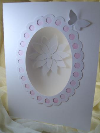 Oval 2 Card With Layered Flower And Butterfly