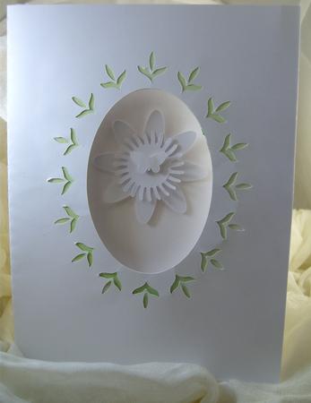 Oval 5 Card With Layered Flower And Butterfly