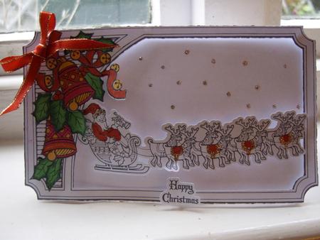 Santas Sleigh Line Art Card