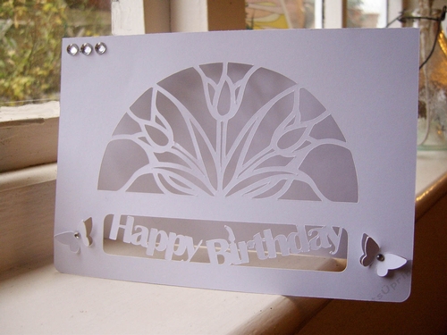 Stained Glass half circle Happy Birthday Card