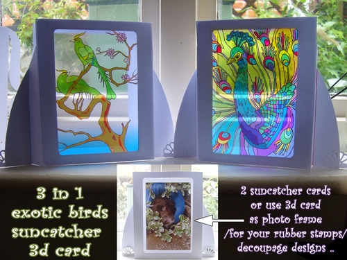 EXOTIC BIRDS 3D SUNCATCHER (3 IN 1) CARD