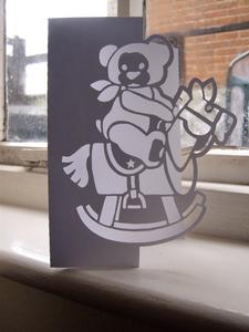 Rocking Horse Teddy Over The Edge Card