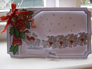 Santas Sleigh Line Art Card