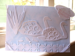 Scrolled Swans and Swan Border Card