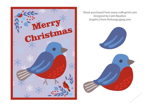 Robin Christmas Decoupage Card A4 Craft Sheet, 7 x 5 topper