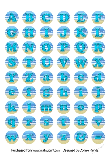 Nautical Ocean Alphabet 1 Inch Circles