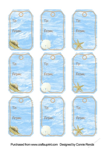 Nautical Sea Shell Ocean Waves Gift Tags