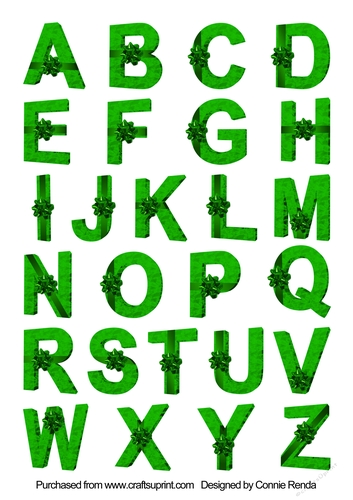 Green Christmas Wrapped Gifts Alphabet Sheet