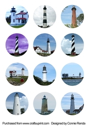 Lighthouses 1 inch Circles Collage Sheet