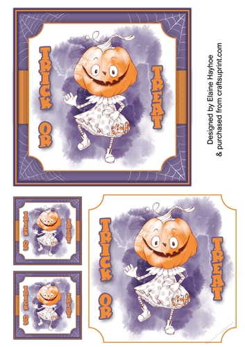 Pumpkin-Head Girl Quick Card front