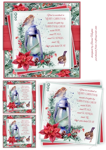 Oil Lamp Sparrows Card Front