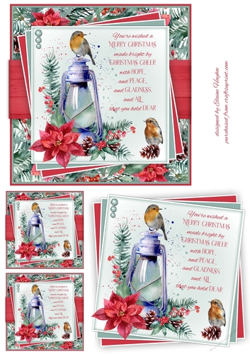 Oil Lamp Robins Card Front
