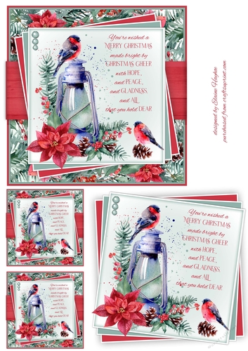 Oil Lamp Bullfinches Card Front