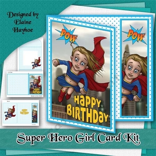Super Hero Girl Birthday Card Kit
