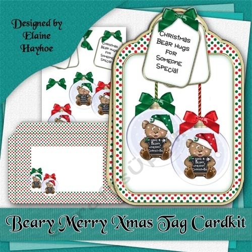 Beary Merry Christmas Tag Shaped Card Kit