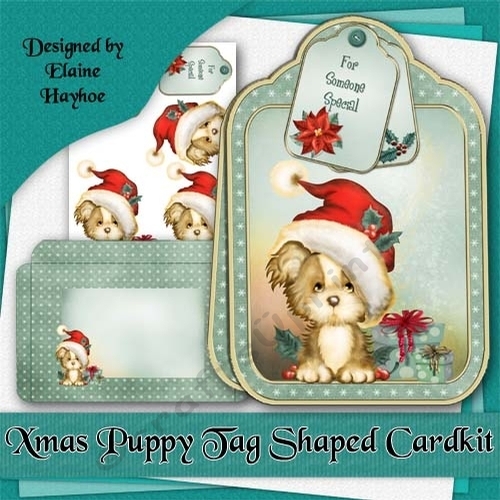 Xmas Puppy Tag Shaped Card Kit