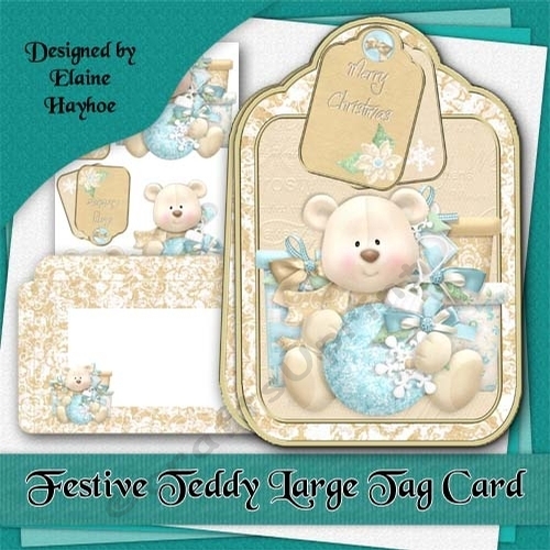 Festive Teddy Tag Shaped Card Kit