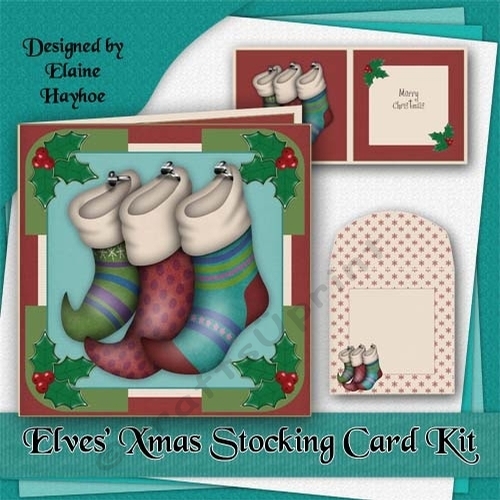 Elves Stockings Card Kit